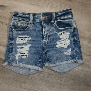 American Eagle Outfitters Blue Jean Shorts Distressed Cuffed